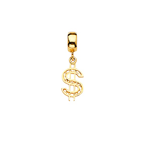 Mini Dollar Sign Pendant in 14K Yellow Gold