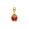 Mini Red Enameled Ladybug Charm Pendant in 14K Yellow Gold