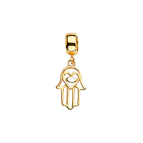 Mini Open Hamsa Charm Pendant in 14K Two-Tone Gold