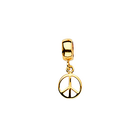Mini Open Peace Sign Charm Pendant in 14K Yellow Gold