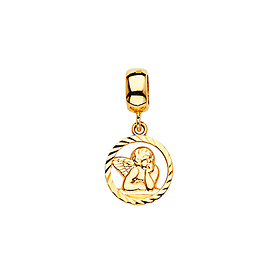 Mini Diamond-Cut Open Angel Pendant in 14K Yellow Gold