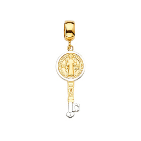Small Saint Benedict Key Pendant in 14K Two-Tone Gold