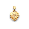 Flower Etched Heart Locket Pendant in 14K Yellow Gold - Small