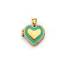 Aqua Outline Heart Locket Pendant in 14K Yellow Gold - Petite