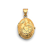 Tropical Floral Oval Locket Pendant in 14K Yellow Gold - Small