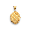Checkerboard Oval Locket Pendant in 14K Yellow Gold - Small