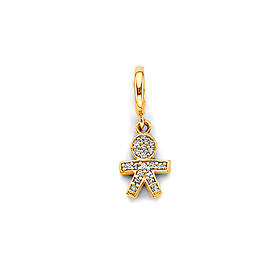 Mini Pave CZ Filled Boy Pendant in 14K Yellow Gold