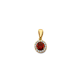 Mini Halo Birthstone Round Solitaire CZ Pendant in 14K Yellow Gold