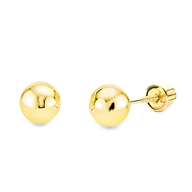 5mm Solid Gold Ball Stud Earrings in 14K Yellow Gold