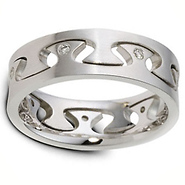 9mm Avant Garde Designer Diamond 14K White Gold Wedding Band by Dora