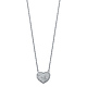 Micropave CZ Puffed Heart Floating Charm Necklace in 14K White Gold thumb 1