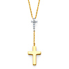 Double Cross CZ Y-Necklace in 14K Two-Tone Gold thumb 0