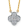 Floating Micropave CZ Clover Necklace in 14K Two-Tone Gold thumb 0