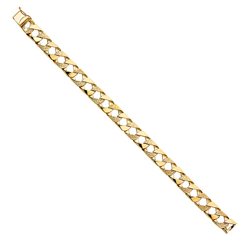 Men's 10mm 14K Yellow Gold Solid Nugget Square Cuban Link Bracelet 8.5in Slide 2