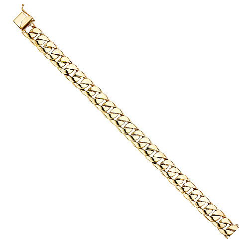 Men's 11mm 14K Yellow Gold Oval Miami Cuban Link Chain Bracelet 8.5in Slide 2