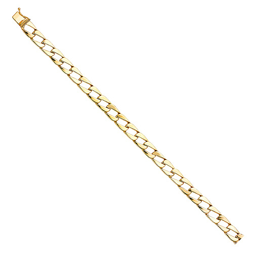 8mm Men's 14K Yellow Gold Square Curb Cuban Link Chain Bracelet 8in Slide 2