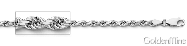 3mm Sterling Silver Diamond-Cut Rope Chain Bracelet 8in Slide 1
