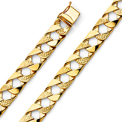Men's 10mm 14K Yellow Gold Solid Nugget Square Cuban Link Bracelet 8.5in