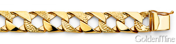 Men's 10mm 14K Yellow Gold Solid Nugget Square Cuban Link Bracelet 8.5in Slide 1