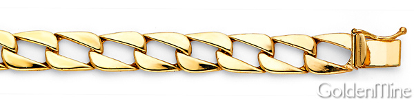 8mm Men's 14K Yellow Gold Square Curb Cuban Link Chain Bracelet 8in Slide 1