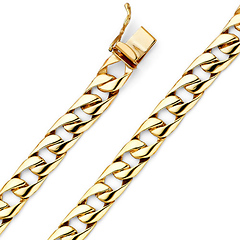 8mm Men's 14K Yellow Gold Oval Curb Cuban Link Chain Bracelet 8in