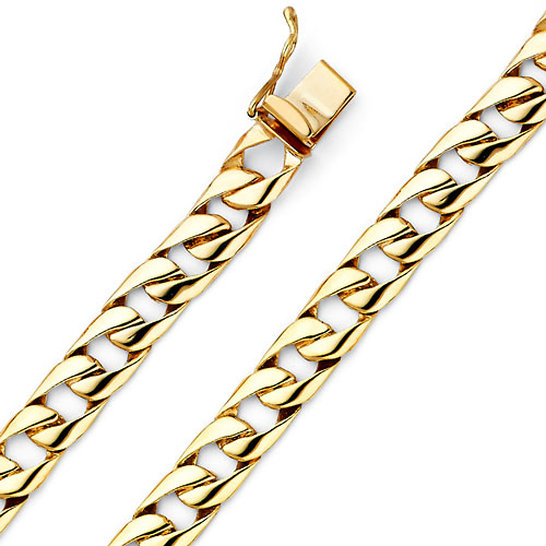 8mm Men's 14K Yellow Gold Oval Curb Cuban Link Chain Bracelet 8in Slide 0