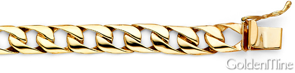 8mm Men's 14K Yellow Gold Oval Curb Cuban Link Chain Bracelet 8in Slide 1