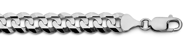 Men's 10mm 14K White Gold Concave Curb Cuban Link Chain Bracelet 8.5in Slide 1