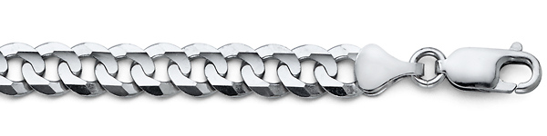 8mm 14K White Gold Men's Concave Curb Cuban Link Chain Bracelet 8.5 Slide 1