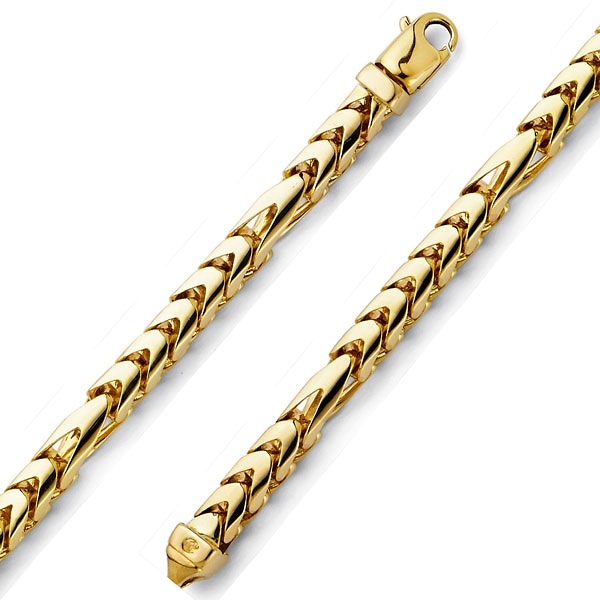 6mm 14K Yellow Gold Men's Fancy Franco Chain Bracelet 8.5in Slide 0