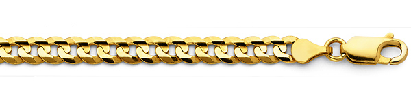 6mm 14K Yellow Gold Men's Concave Curb Cuban Link Chain Bracelet 8in Slide 1