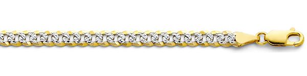 4mm 14K Two-Tone Gold White Pave Curb Cuban Link Bracelet Slide 1
