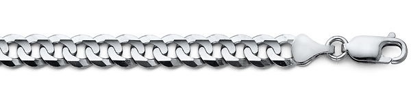 7mm 14K White Gold Men's Concave Curb Cuban Link Chain Bracelet 8.5 Slide 1