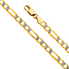 4.7mm 14K Yellow Gold Solid Figaro 3+1 Fancy White Pave Chain Necklace 18-26in thumb 0