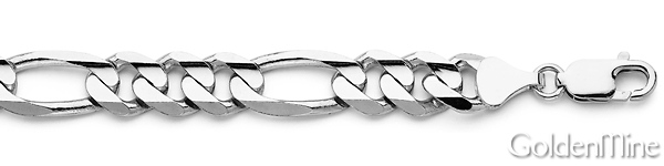 8mm Sterling Silver Men's Figaro Link Chain Bracelet 8in Slide 1