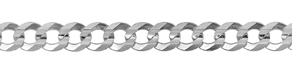 8mm Sterling Silver Men's Curb Cuban Link Chain Bracelet 8in Slide 1