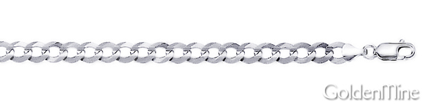 4mm Sterling Silver Curb Cuban Link Chain Bracelet 7in Slide 1
