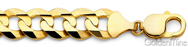 Men's 14mm 14K Yellow Gold Curb Cuban Chain Bracelet Slide 1