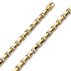 5.1mm Solid 14k Yellow Gold Solid Men's Fancy Bullet Link Chain Necklace 26in