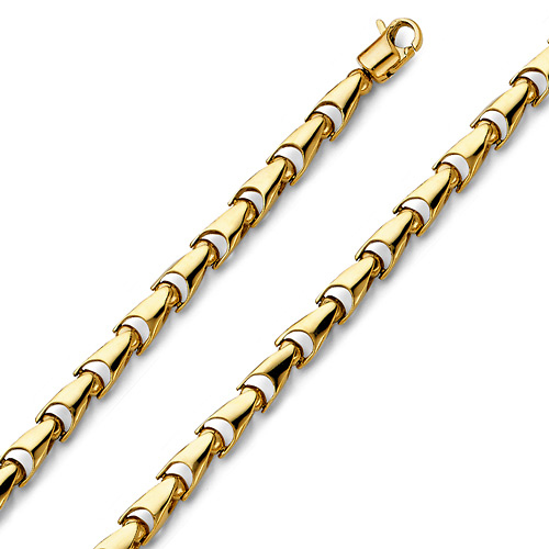5.1mm Solid 14k Yellow Gold Solid Men's Fancy Bullet Link Chain Necklace 26in Slide 0