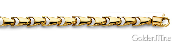 5.1mm Solid 14k Yellow Gold Solid Men's Fancy Bullet Link Chain Necklace 26in Slide 1