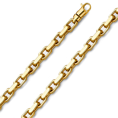 5.3mm 14K Yellow Gold Men's Fancy Link Cable Chain Bracelet 8.5in Slide 0