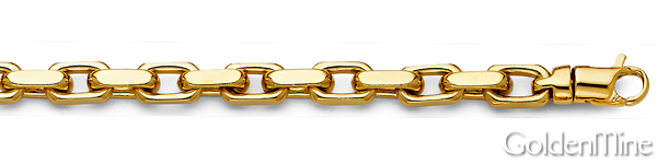 5.3mm 14K Yellow Gold Men's Fancy Link Cable Chain Bracelet 8.5in Slide 1