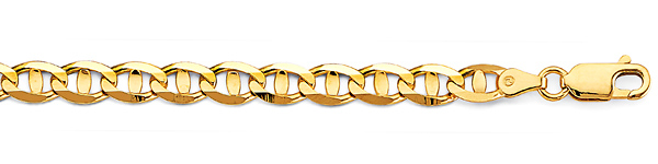 5.3mm 14K Yellow Gold Solid Concave Diamond-Cut Mariner Chain Bracelet - Light 7.5in Slide 1