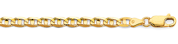 4.2mm 14K Yellow Gold Solid Concave Diamond-Cut Mariner Chain Bracelet - Light 7.5in Slide 1