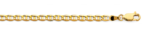 3.5mm 14K Yellow Gold Solid Concave Diamond-Cut Mariner Chain Bracelet - Light 7.5in Slide 1
