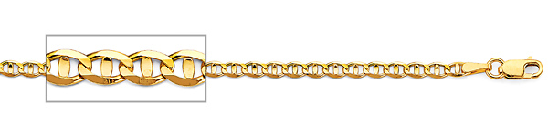 2.9mm 14K Yellow Gold Solid Concave Diamond-Cut Mariner Chain Bracelet - Light 7in Slide 1