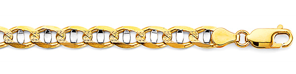 6.3mm 14K Two-Tone Gold Solid Concave Diamond-Cut Mariner Chain Bracelet - Light 8in Slide 1