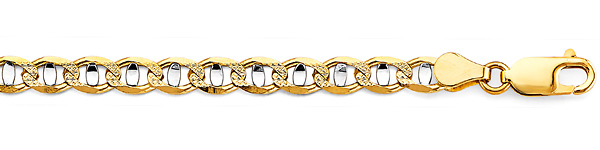 5.3mm 14K Two-Tone Gold Solid Concave Diamond-Cut Mariner Chain Bracelet - Light 7.5in Slide 1