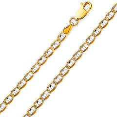 4.2mm 14K Yellow Gold Solid Concave Diamond-Cut Mariner Chain Bracelet - Light 7.5in